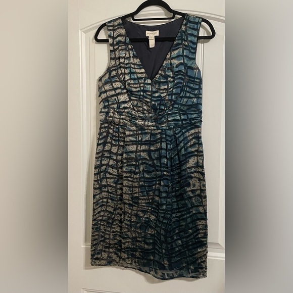 Monsoon Women’s Dress Size 8 Silk Blue & Green Geometric Textured Party Cocktail - Picture 5 of 16